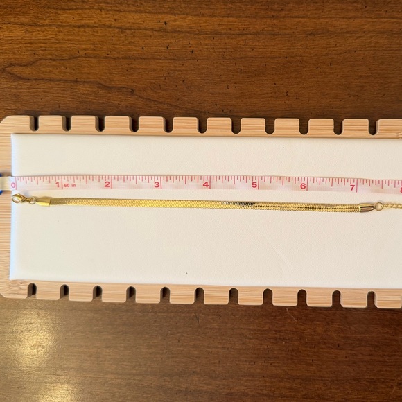 Gold Herringbone Bracelet or Anklet with Adjustable Extender, Like New - Picture 7 of 8